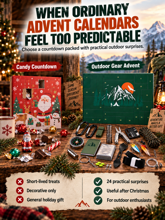 OUTDOOR LOVER FAVORITE | 24-Piece Camping Gear Advent Calendar Christmas Countdown Gift for Adults