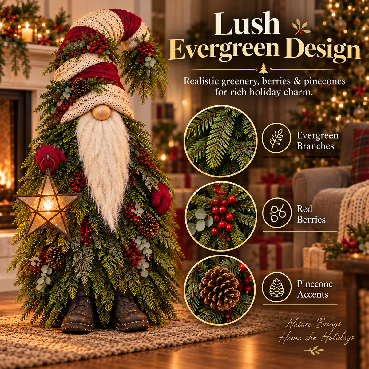 Evergreen Star Gnome Lighted Christmas Woodland Decor