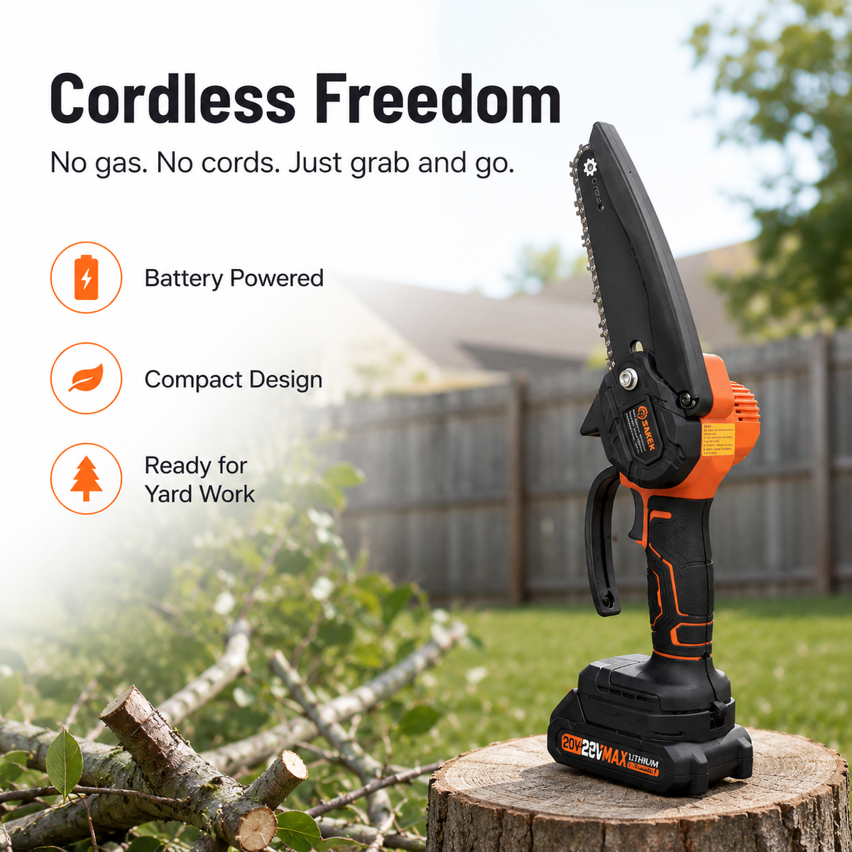πΏ Cordless Mini Chainsaw β One-Hand Electric Pruning Saw for Branches & Yard Work