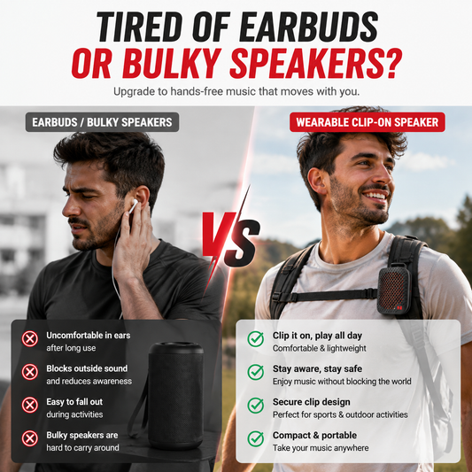 Outdoor Clip-On Bluetooth Speaker | Waterproof Speaker for Running & Cycling