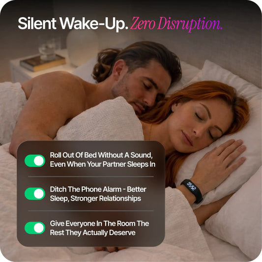 Silent Vibration Alarm Clock - Wrist-Worn Wake-Up Device for Heavy Sleepers, Avoids Disturbing Partners