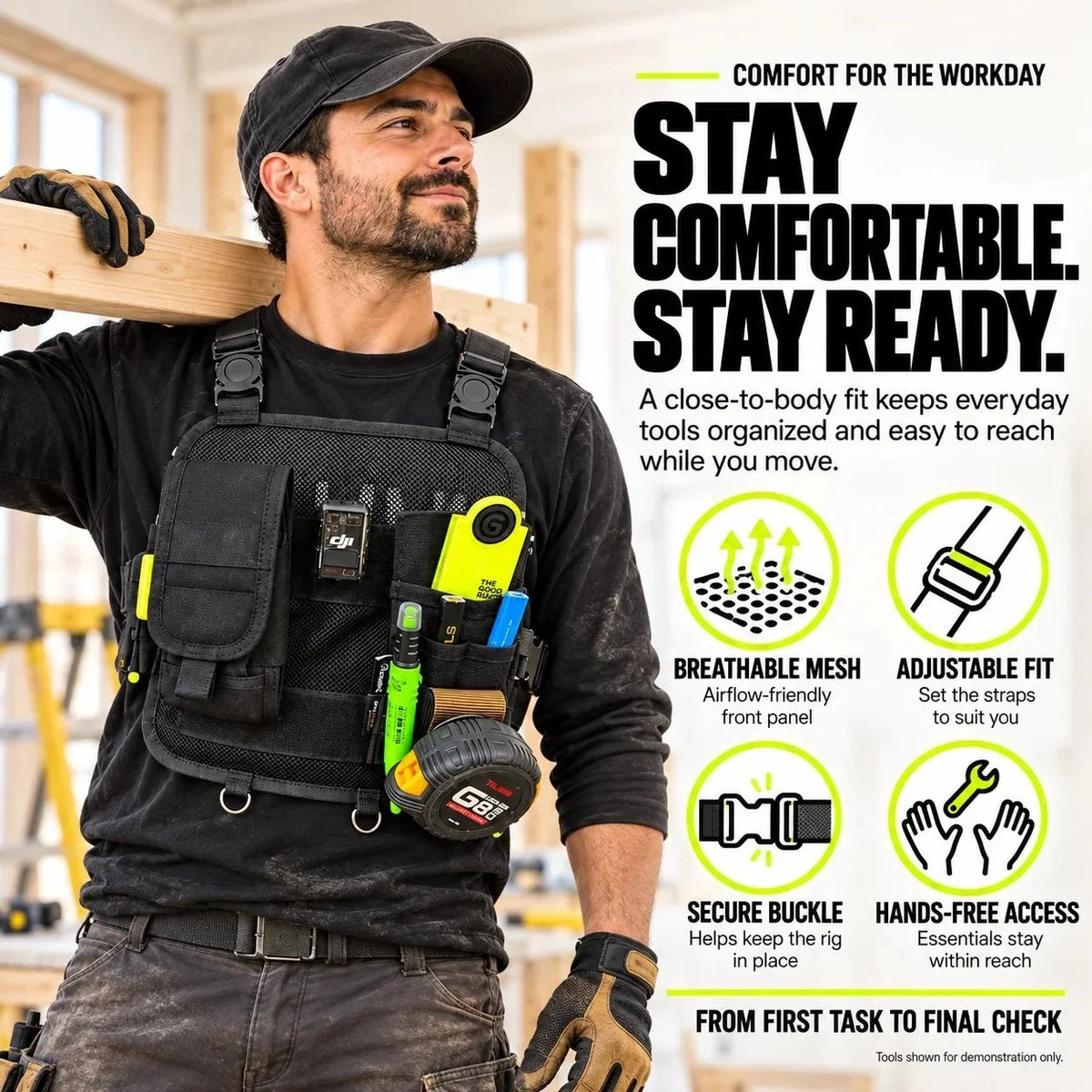 Hands-Free Multi-Pocket Chest Tool Organizer Keep Every Essential Within Reach