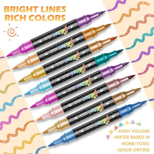 Glitter Effect Brush Markers: Create Sparkling Art Smoothly ( 24-96 Colors | Smooth No Clog | No Bleed Through )
