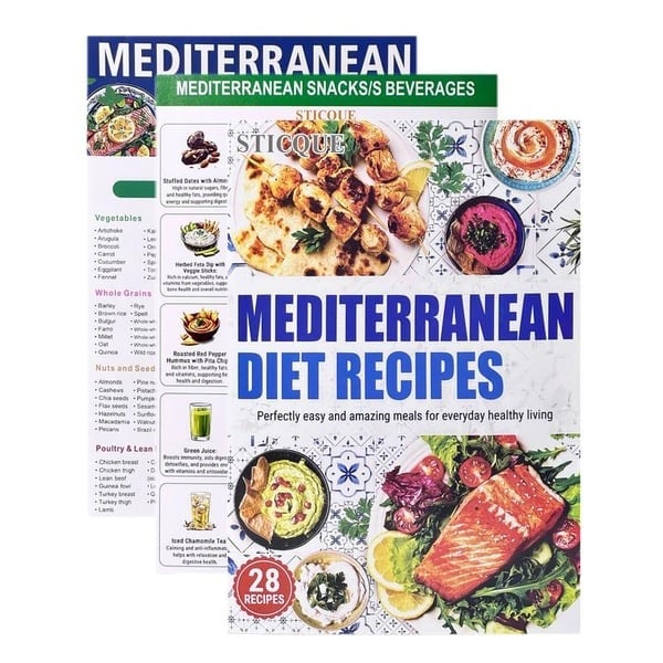3-Pack Mediterranean Diet Chart Food List 2026, Mediterranean Ingredient Meal Plan
