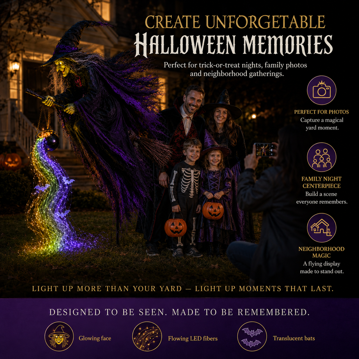 Halloween Flying Witch Magic Flow Solar Light