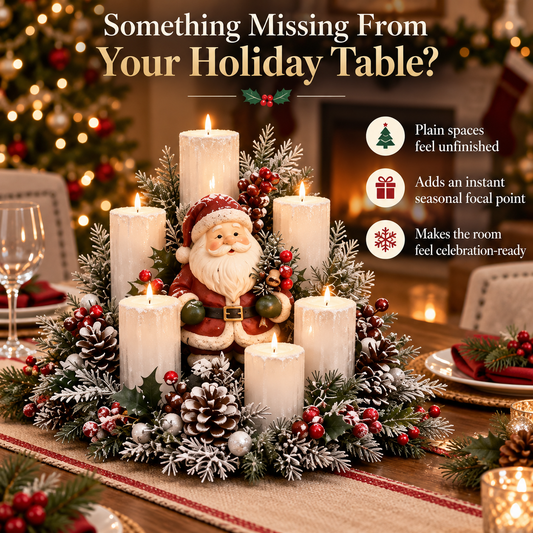 Christmas Santa Table Centerpiece Festive Winter Holiday Decor