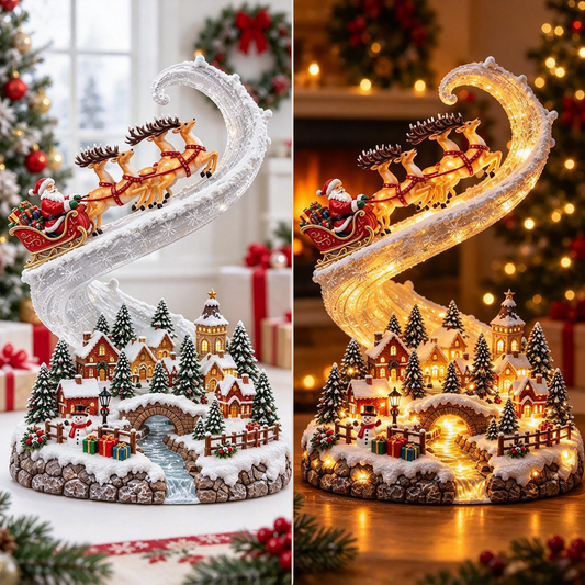 Lighted Christmas Snow Globe | Santa & Snowman Glowing Tabletop Ornament