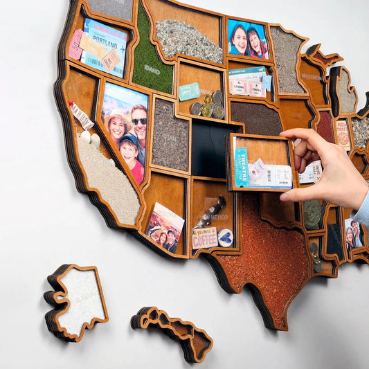 Personalized USA Travel Memory Map Collect & Display Your Travel Keepsakes
