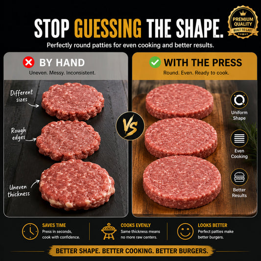 BBQ FAVORITE | Manual Burger Patty Press Uniform Round Patties for Grilling, Meal Prep & Home Cooking