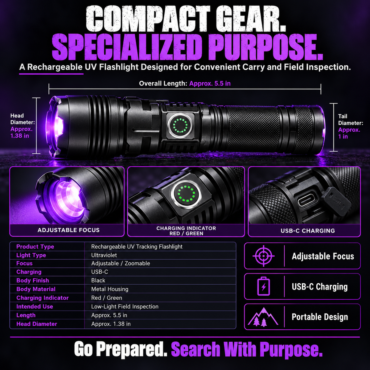 Rechargeable Blood Tracking Light For Night Hunting & Outdoor Adventures