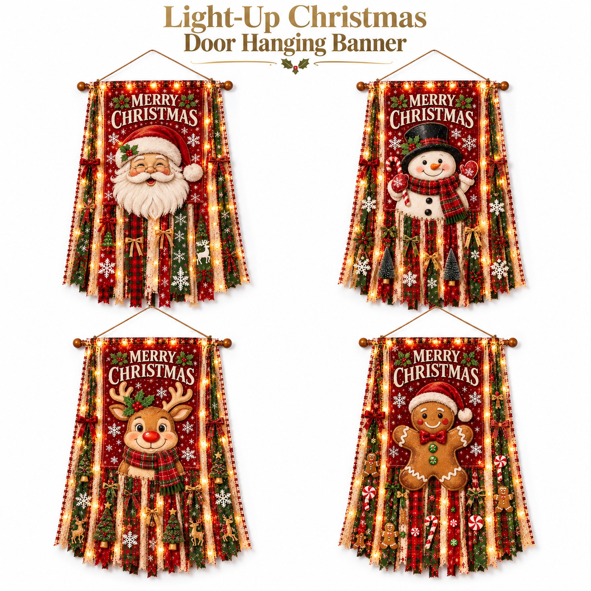Lighted Christmas Door Hanging Decor