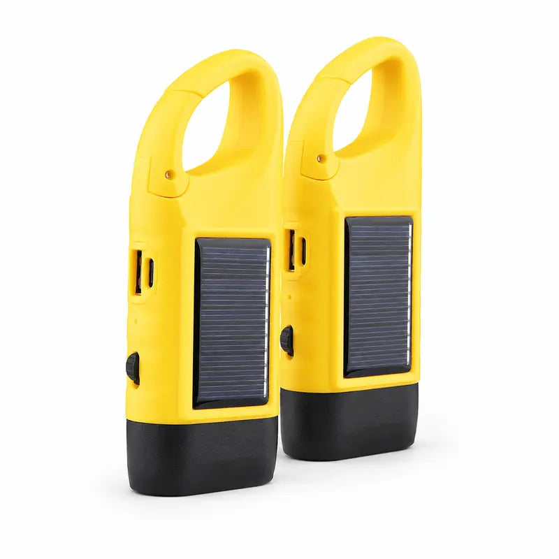 Solar Hand Crank Emergency Flashlights USB-C Rechargeable Outdoor Lights