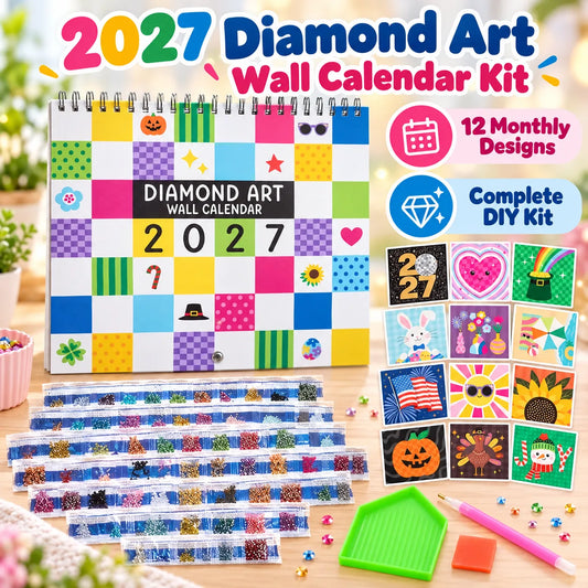 2027 Diamond Art Wall Calendar Kit | 12 Monthly Designs + Complete Gem Tools