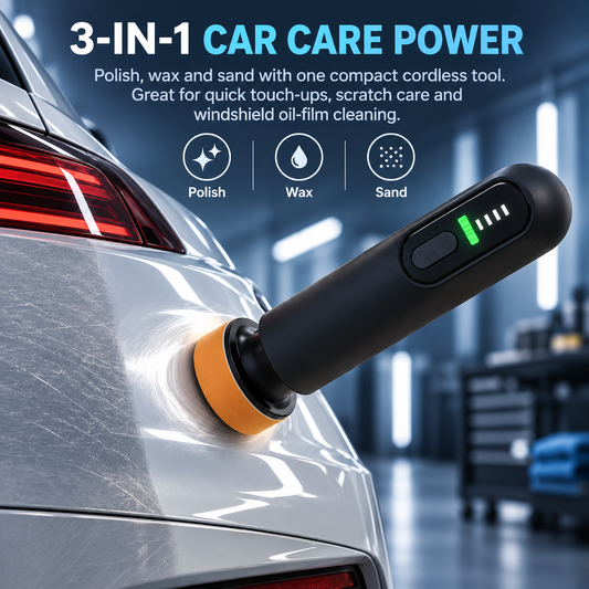 Battery-Powered Auto Buffer 12K RPM 3-in-1 Polisher, Waxer & Scratch Remover
