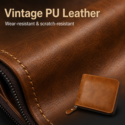 Vintage Zip Wallet, Bifold Card Coin Purse