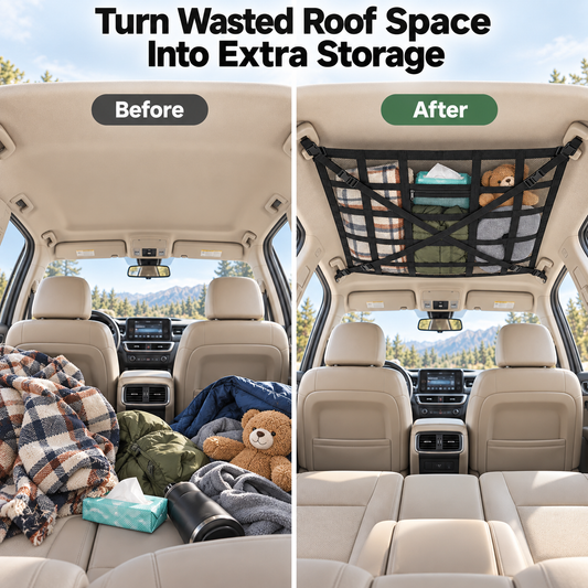 SkyStow Car Ceiling Cargo Net Overhead Storage Organizer for SUVs & Sedans