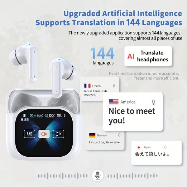 Wireless Bluetooth Translation Earphone With LED display screen(Fit iOS & Android)