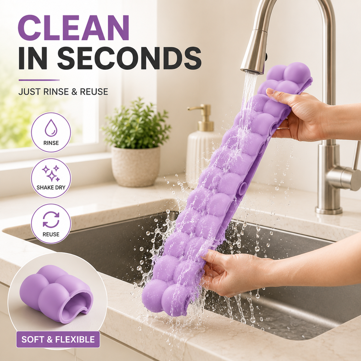 Silicone Sink Splash Guard Keep Counters Dry & Splash-Free