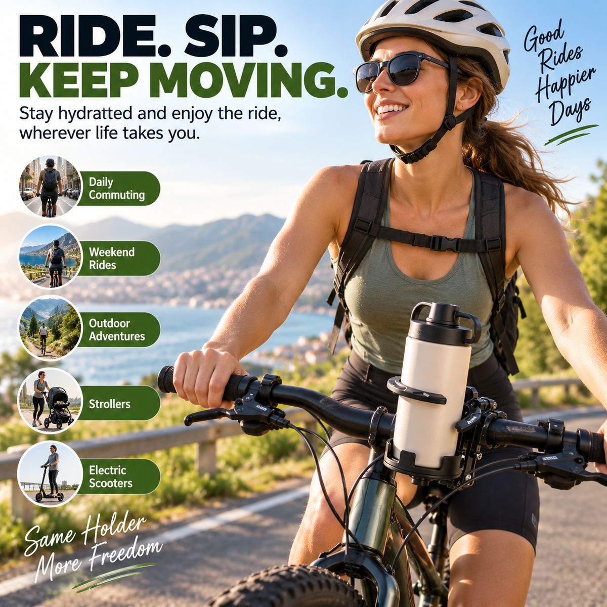 Foldable 360 Rotating Bike Cup Holder Adjustable Space-Saving Drink Mount