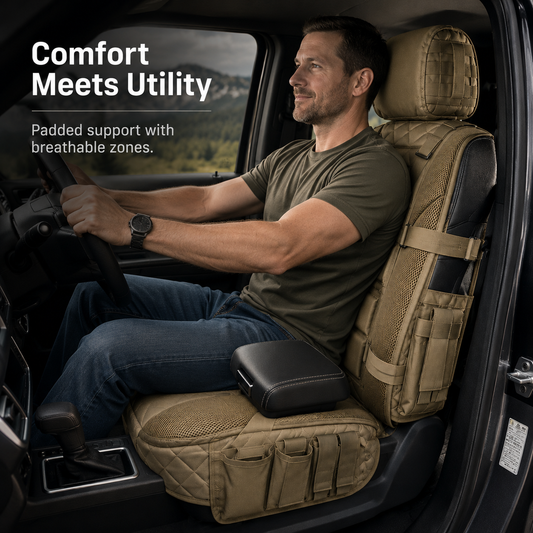Tactical MOLLE Car Seat Cover Organizer Rugged Protection & Smart Storage