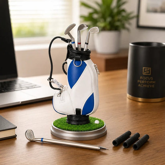 Bring the Fairway to Your Desk Golf Pen Holder + 3-Pen Set