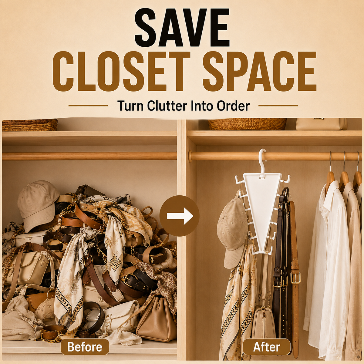 12-Hook V-Shaped Closet Organizer Save Space & Keep Accessories Tidy