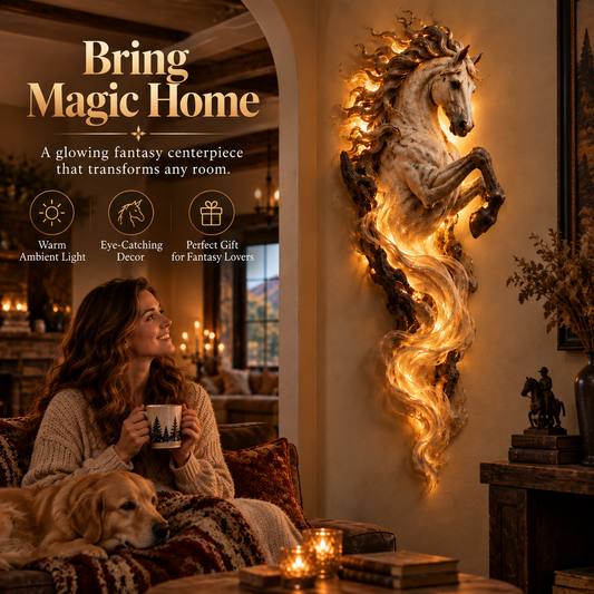 Celestial Flame Unicorn Wall Sconce Sculptural Fantasy LED Wall Decor