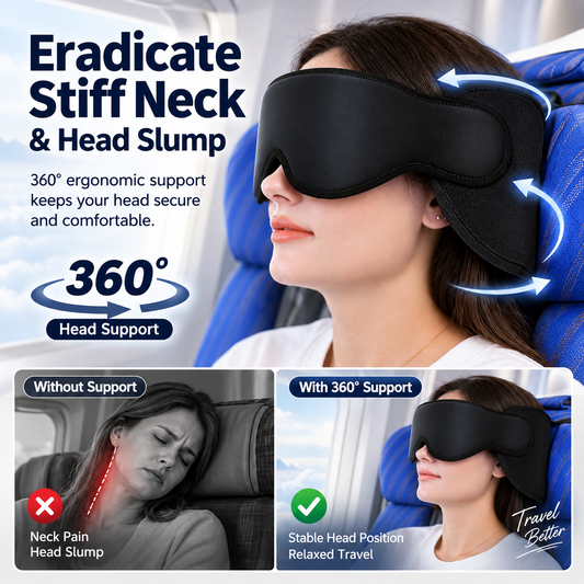 All-in-One Travel Neck Pillow, 3D Sleep Mask & Chin Support Set