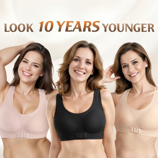NOW! Front Closure Cross-Back Wireless Posture Bra Ultra Push-Up, All-Day Comfort & Natural Lift for a Slimmer