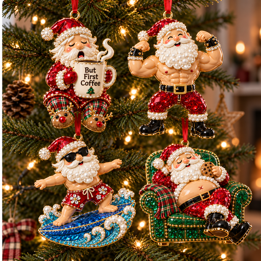 Santa s Off-Duty Christmas Ornaments 8 Funny Holiday Keepsake Designs