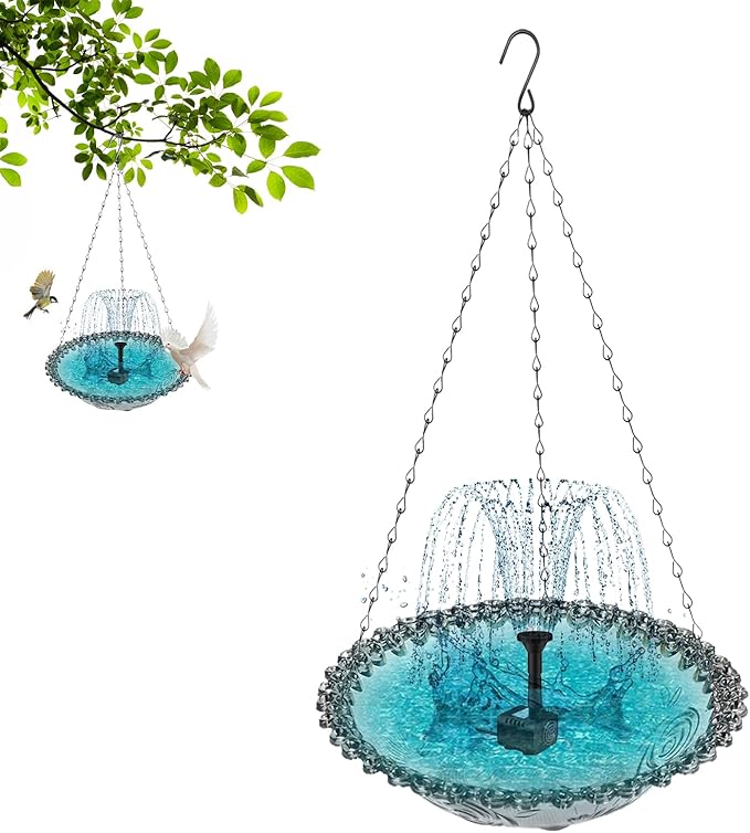 Spring --Solar Powered Hanging Bird Bath Fountain