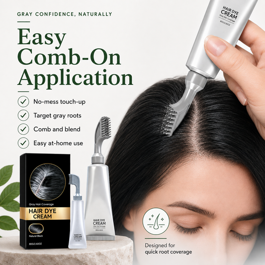 Plant Gentle Gray Hair Root Touch-Up Dye Cream with Easy Integrated Comb Applicator