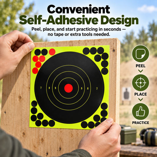 Peel & Stick Shooting Targets 50 Pack Bullseye Stickers for Faster Aim Training