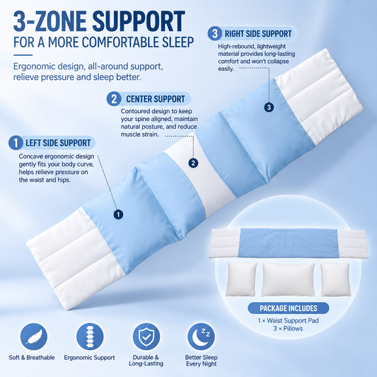 Adjustable Lumbar Support Pillow For Bed, Office, Car & Sofa