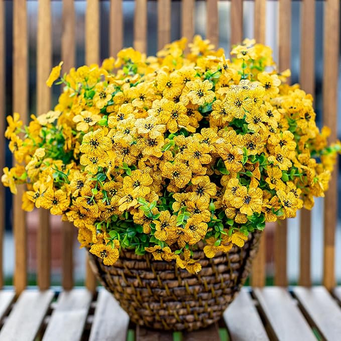 UV Resistant Artificial Flowers Fade-Free & Colorful for Garden, Patio, Home Decor