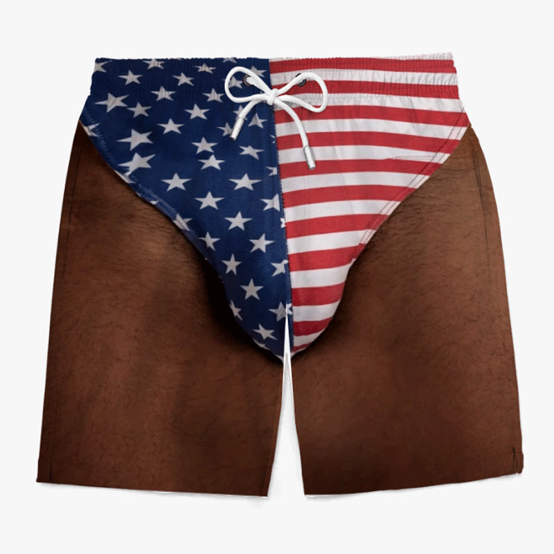 Personalized Custom Funny Patriotic Swim Trunks for Men, USA Flag Print Quick Dry Board Shorts, Summer Beach Swimwear