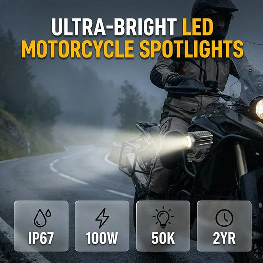 Universal Motorcycle LED Spotlight Dual Color Auxiliary Driving Light