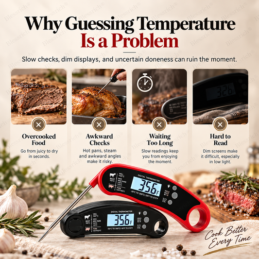 Foldable Digital Food Thermometer - Fast Reading Instant Meat Thermometer