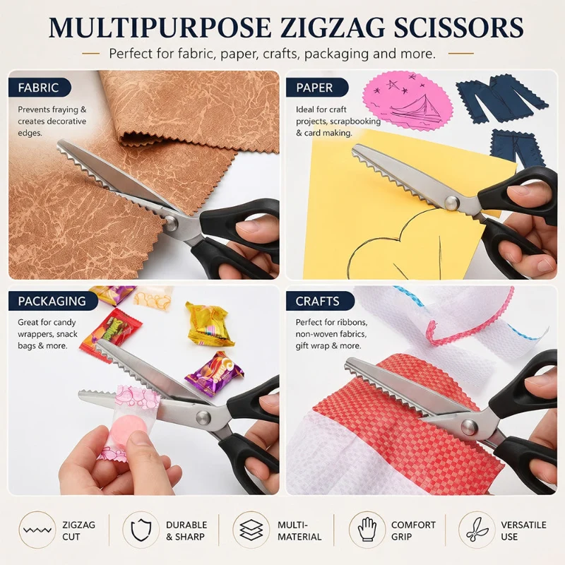 Stainless Steel Pinking Shears 9.1' Zig Zag Fabric Scissors for Sewing, Quilting, Dressmaking & DIY Crafts
