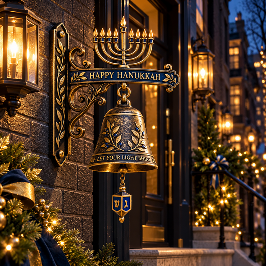 Vintage Hanukkah Decorative Metal Doorbell with Menorah