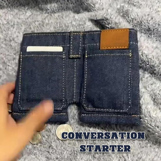 Mini Jeans Shaped Wallet - Denim Bifold Wallet for Men & Women