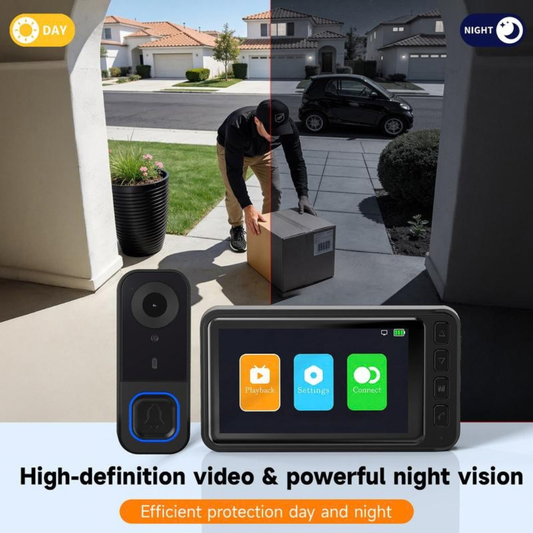 EntryView 1080P Video Doorbell with 4.3 Indoor Screen No App or Home Wi-Fi