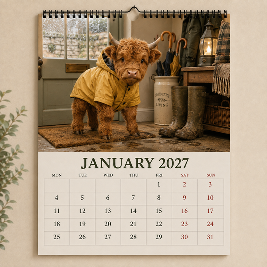2027 Highland Cows Seasons Calendar