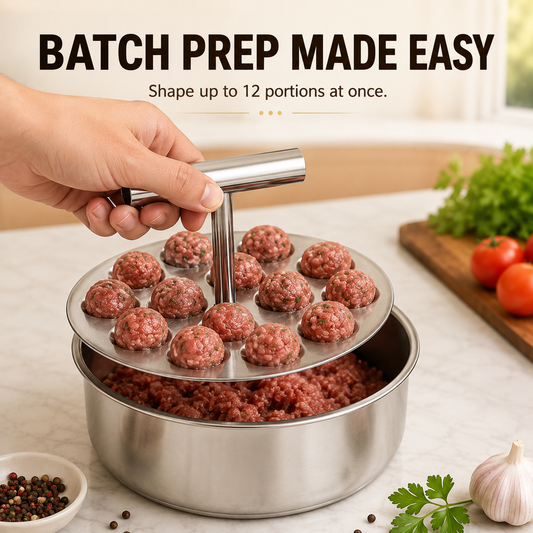 Stainless Steel Manual Meatball Maker 6 & 12 Hole Multi-Portion Press