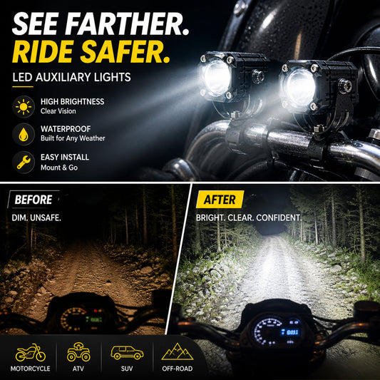 2026 Over 40,! Universal Motorcycle LED Spotlights Dual Beam & All-Weather Waterproof