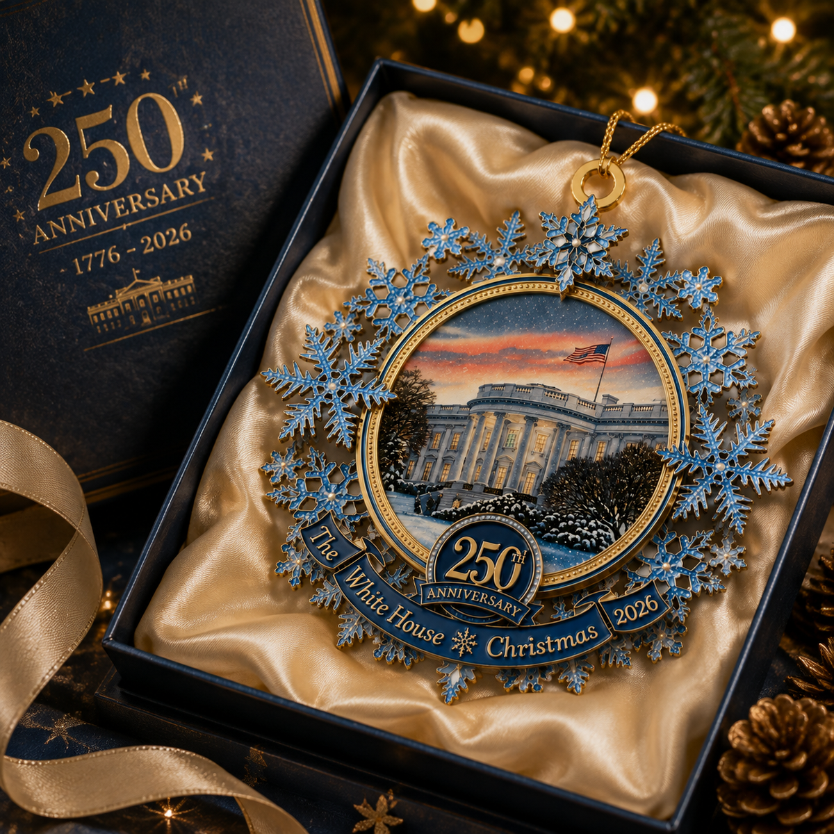 Last 30pcs Limited anniversary edition! White House 250th Anniversary Commemorative Snowflake Ornament