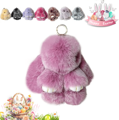Easter Cute Bunny Plush Keychain - Iron Box Gift Option, Easter Sweet Surprise