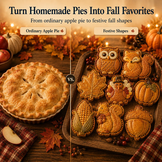 8-Design Fall Mini Pie Mold Collection | Reusable Embossed Molds for Shaping Detailed Owl, Fox, Turkey, Pumpkin
