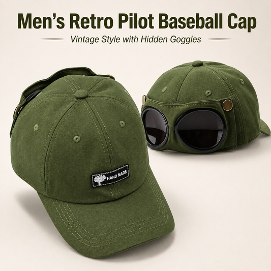 Men's Retro Pilot Baseball Cap Glasses-Ready Statement Style