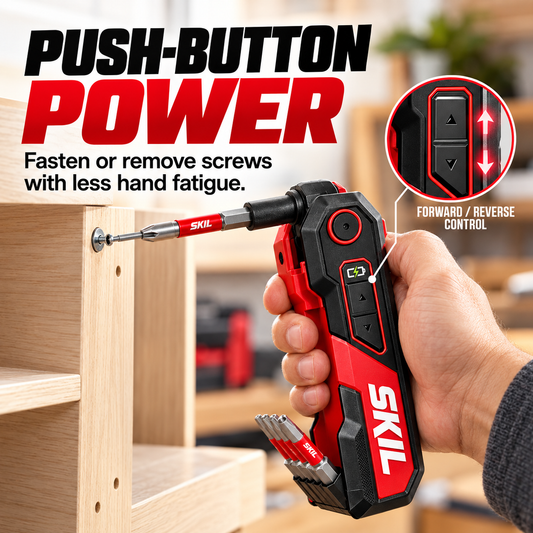 Rechargeable Powered Folding Hex Key 3-Angle Electric Driver with 11-Piece Bit Set